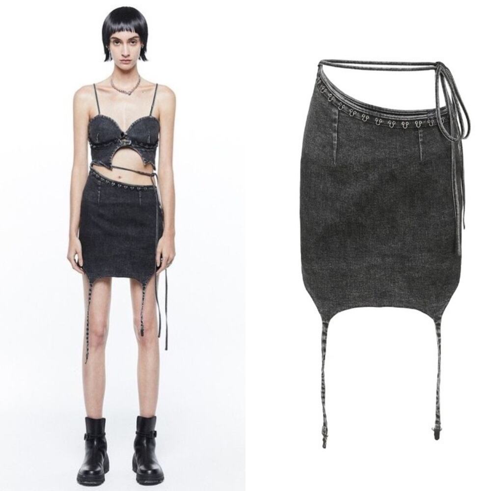 24ans Nichi Denim Asymmetrical Skirt Avant Garde NEW Size Small